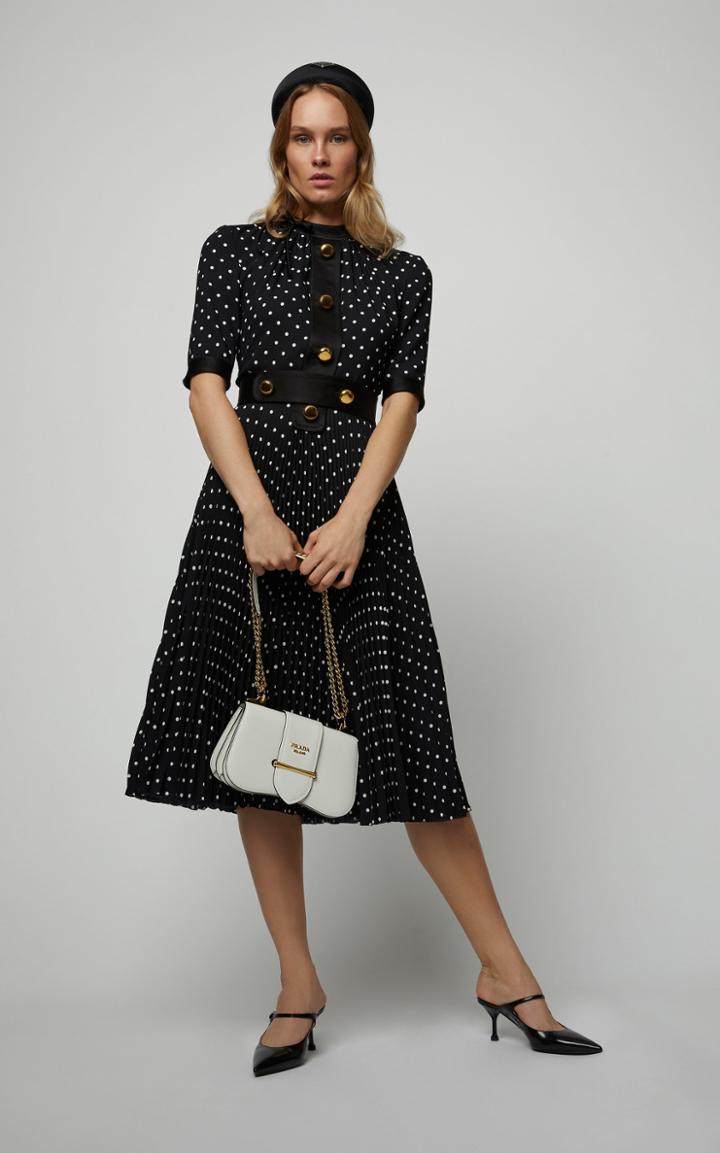 Prada Polka Dot Short Sleeve Dress