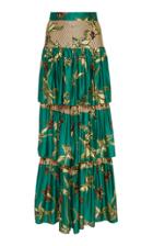 Alexis Honoka Floral-print Tiered Crepe De Chine Maxi Skirt