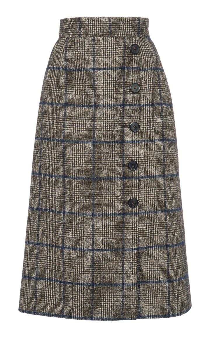 Dolce & Gabbana Plaid High-rise Wool-blend Skirt