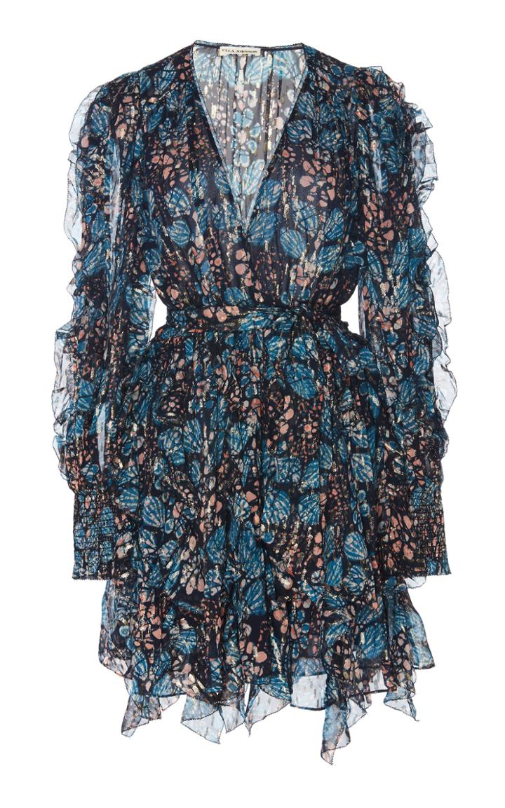 Ulla Johnson Natalia Floral-print Silk And Lurex-blend Mini Dress