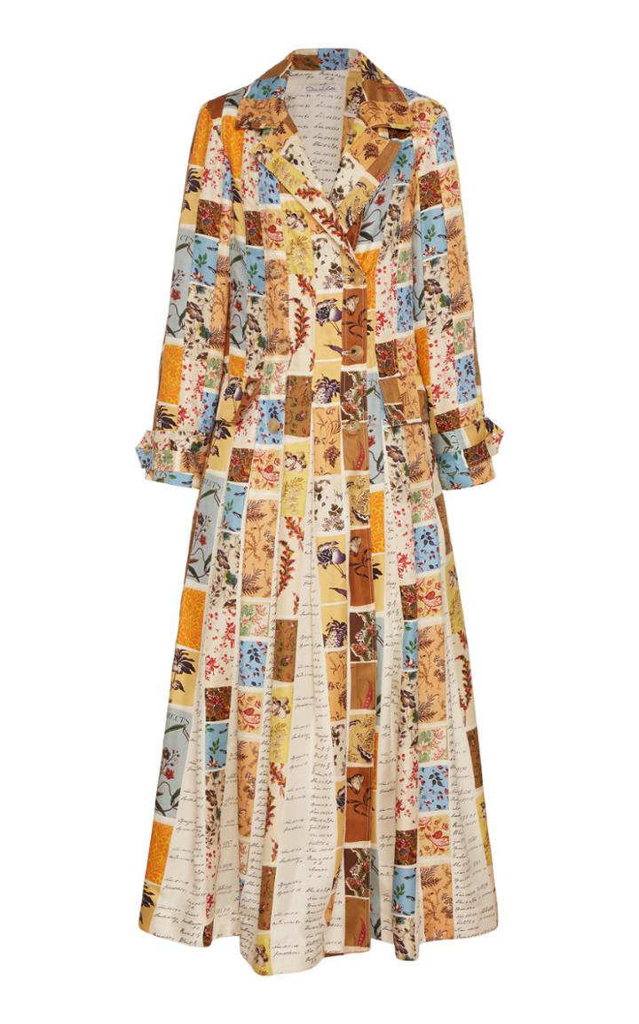 Moda Operandi Oscar De La Renta Printed Twill Coat Size: 6