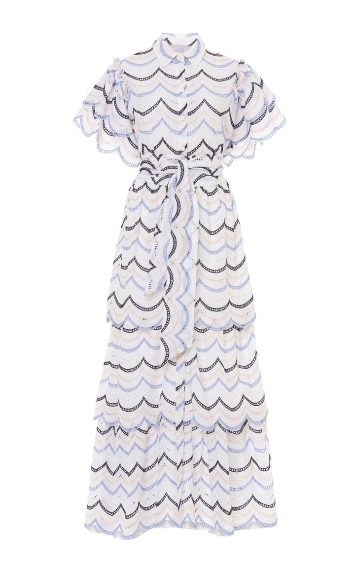 Moda Operandi Luisa Beccaria Printed Tiered Cotton Dress Size: 38