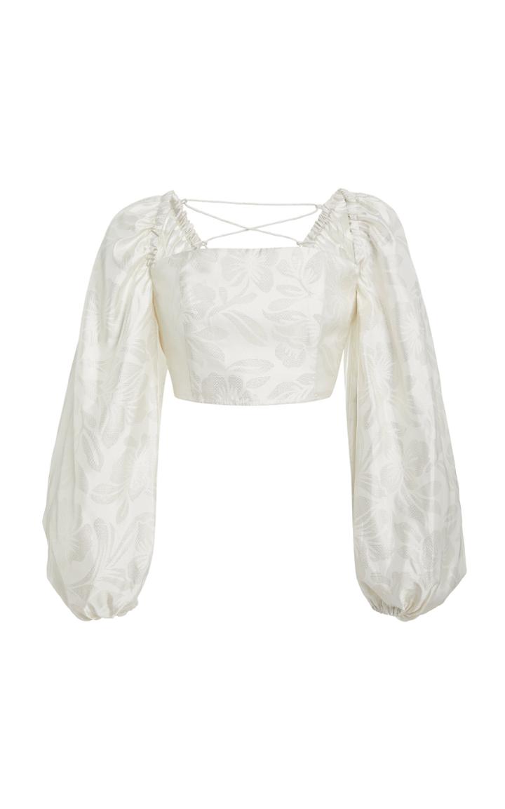 Moda Operandi Significant Other Roselle Puffed-sleeve Brocade Top