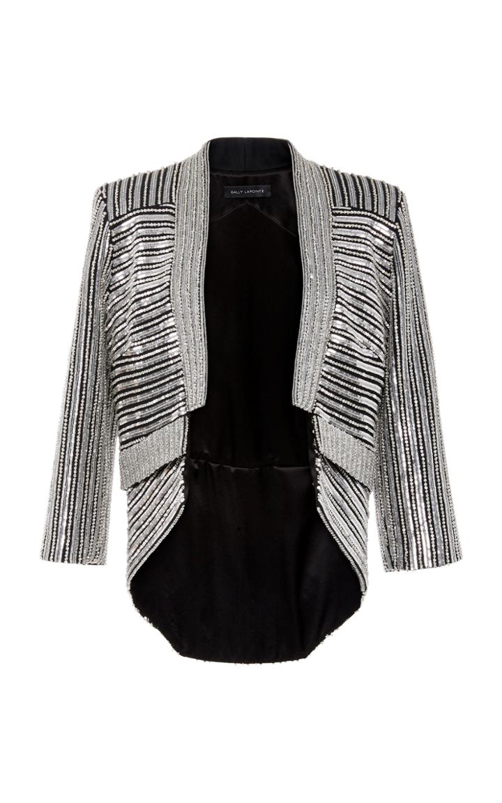 Sally Lapointe Striped Sequin Double Layer Blazer