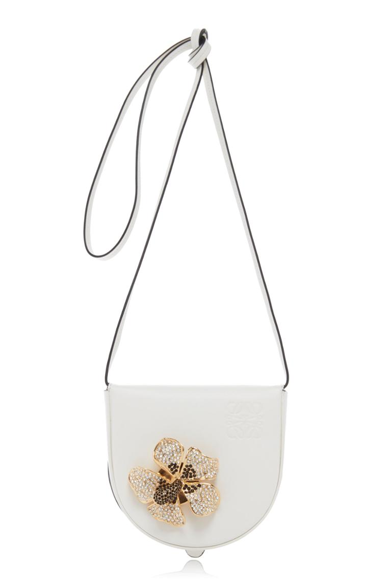 Moda Operandi Loewe Heel Flower Broach Leather Pouch Crossbody Bag