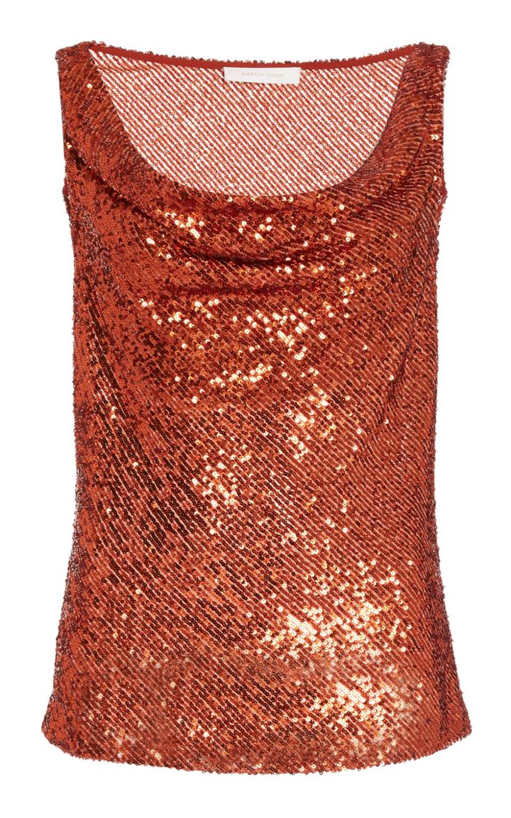Naeem Khan Cowl Neck Sequined Top