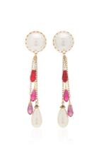Moda Operandi Rodarte Pearl And Glass Crystal Embellished Drop Earrings