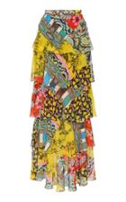 Etro Norfolk Tiered Silk Maxi Skirt