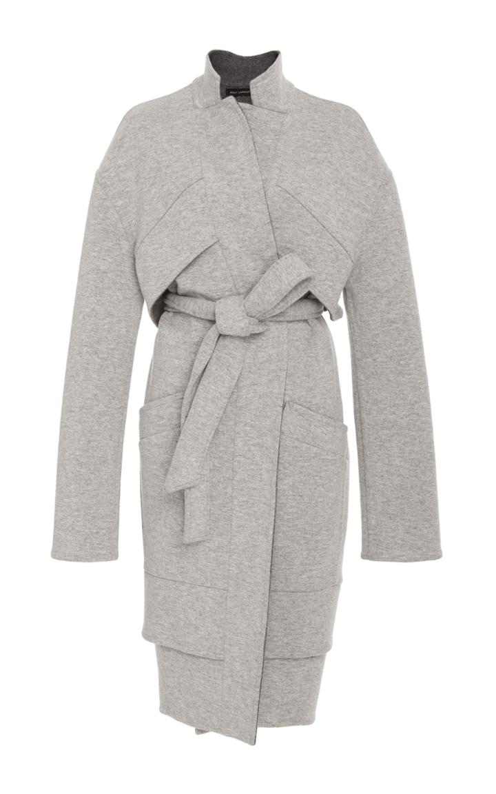Sally Lapointe Wool Sweatshirt Belted Coat