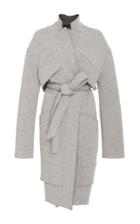 Sally Lapointe Wool Sweatshirt Belted Coat