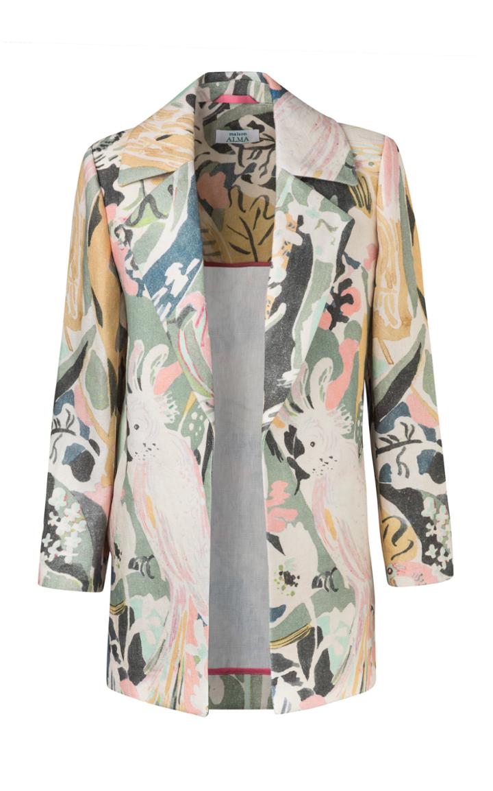 Maison Alma Linen Printed Blazer Jacket