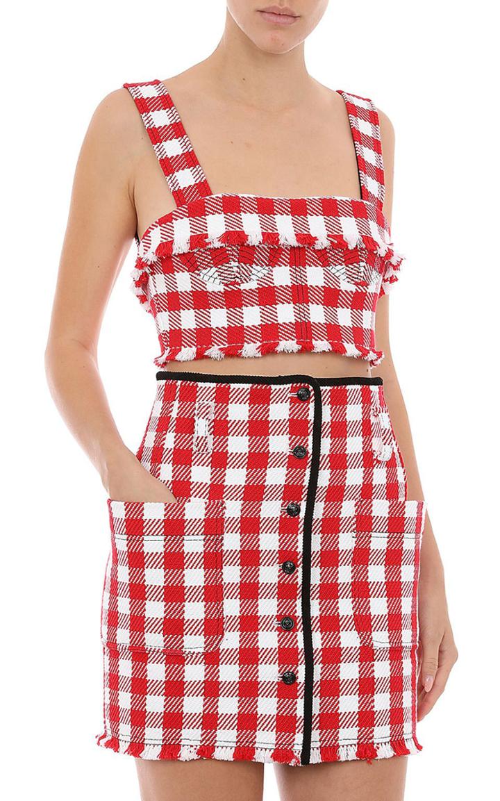 Moda Operandi Philosophy Di Lorenzo Serafini Vichy Cotton-blend Cropped Top