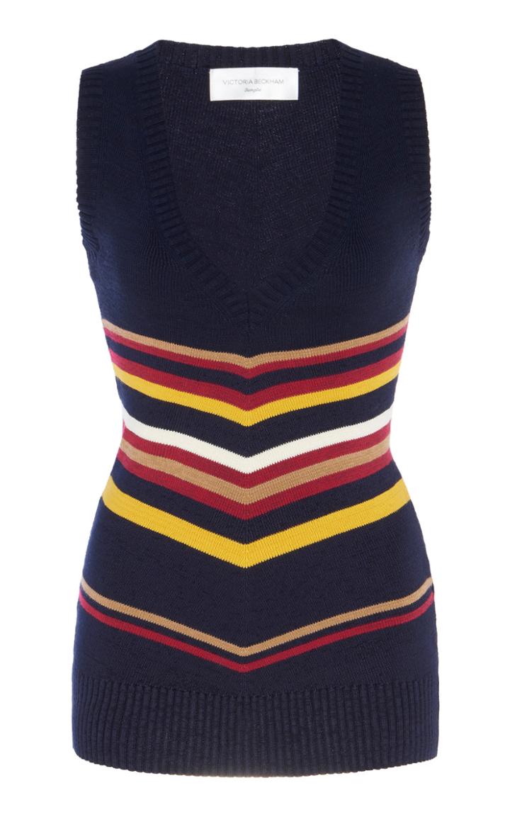 Moda Operandi Victoria Beckham V-neck Jacquard-knit Top Size: S