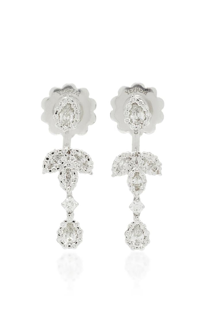 Yeprem 18k White Gold And Diamond Drop Earrings