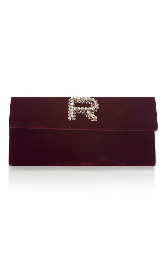 Rochas Crystal-embellished Velvet Clutch