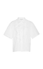 Carolina Herrera Stretch Cotton Shirt With Eyelet Ruffle