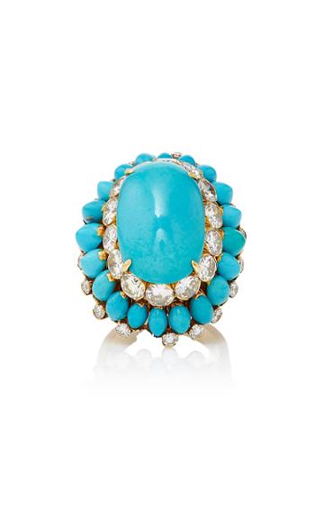 Fred Leighton One-of-a-kind Turquoise And Diamond Cluster Ring By Van Cleef & Arpels