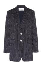 Moda Operandi Michael Kors Collection Broken Pinstriped Cotton Boyfriend Blazer Size
