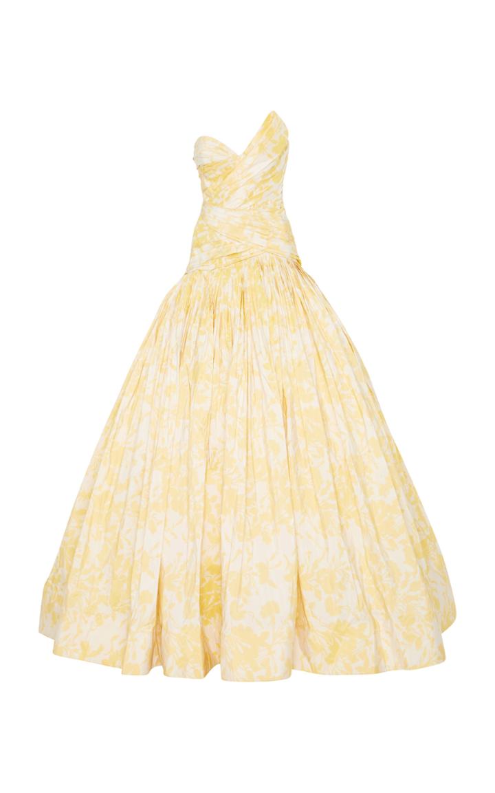 Monique Lhuillier Strapless Drop Waist Ball Gown