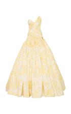 Monique Lhuillier Strapless Drop Waist Ball Gown