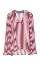 Jonathan Cohen Fluted Sleeve Silk Top