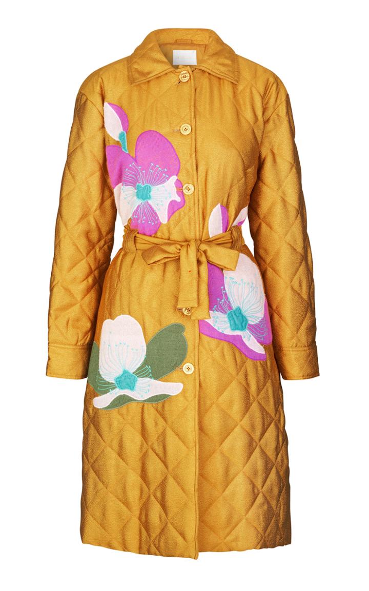Stine Goya Jessy Floral Quilted Long Lined Coat