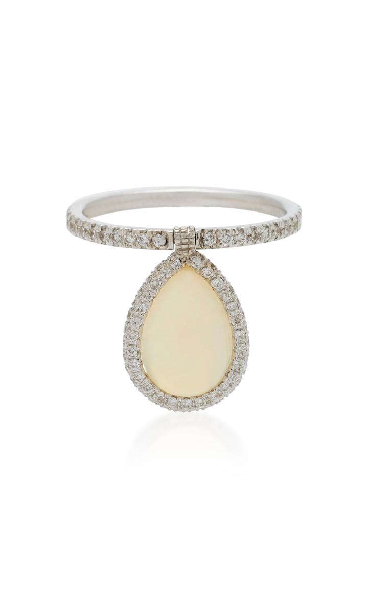 Nina Runsdorf Medium White Opal And 18k White Gold Flip Ring