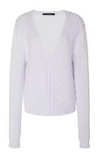 Wes Gordon Ivory Cotton Cashmere V-neck Pullover