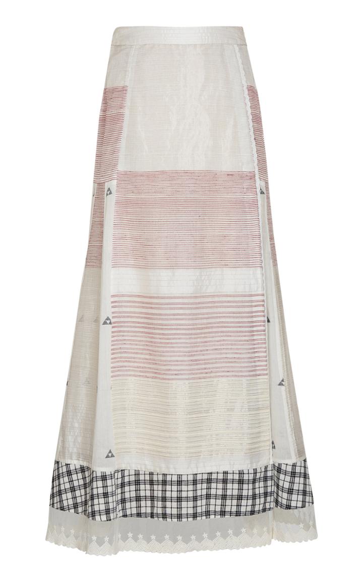 Rahul Mishra Jamdani Paneled Poplin Midi Skirt