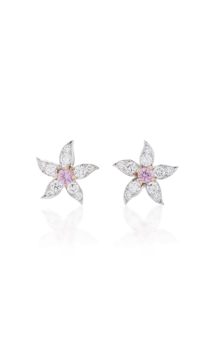 Reza M'o Exclusive: Fleurette Earrings With Diamond And Sapphire