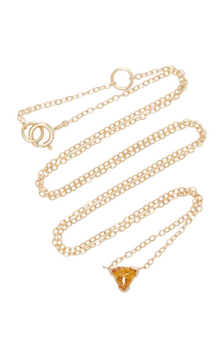 Shahla Karimi Trillion 14k Gold Citrine Necklace