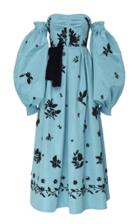 Erdem Katelina Strapless Silk Dress With Sleeves