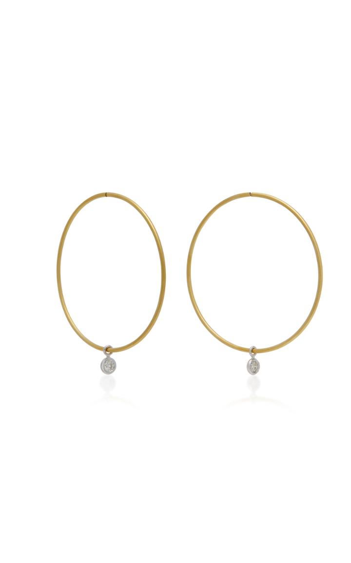 Ila Horizon 14k Gold And Diamond Hoop Earrings