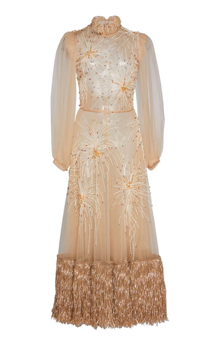 Sandra Mansour Feu D'artifice Embroidered Tulle Dress