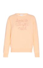 Moda Operandi Lingua Franca Love Is All You Need Cashmere Crew Sweater With Peach