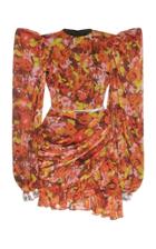Moda Operandi Richard Quinn Printed Belted Chiffon Dress Size: 6
