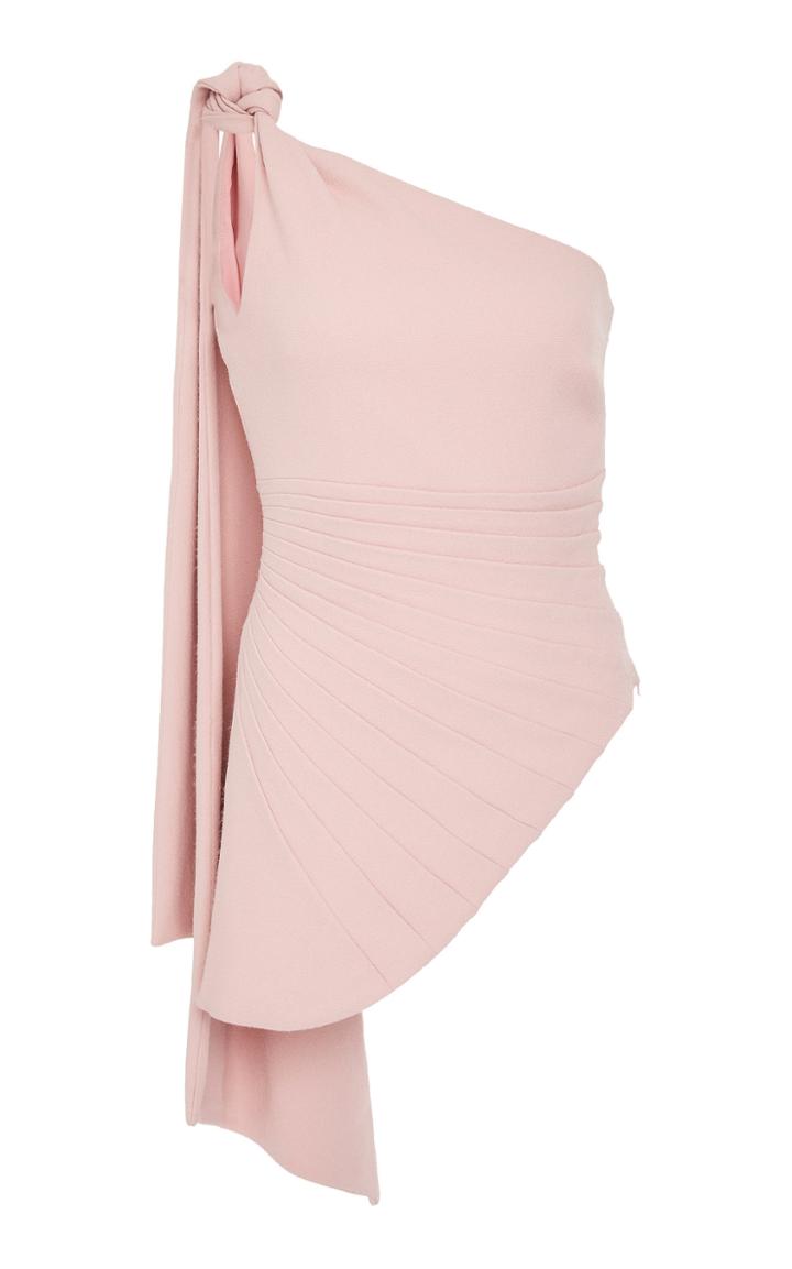 Brandon Maxwell Fan Pleat One Shoulder Top