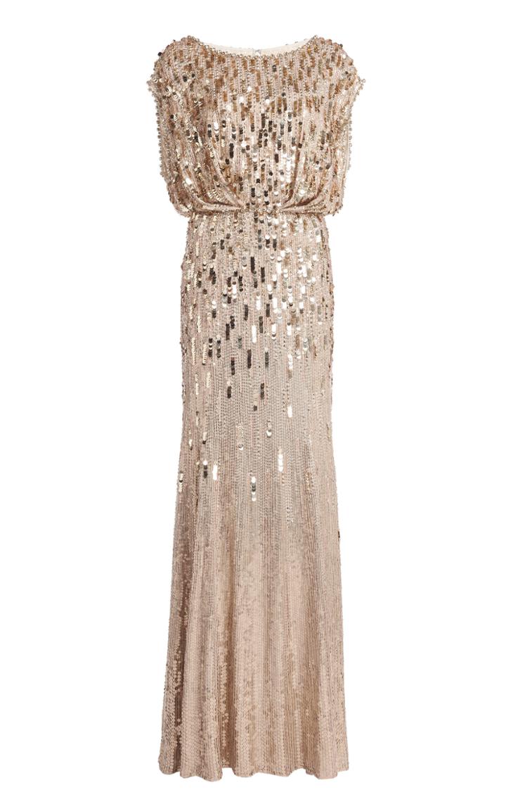 Moda Operandi Jenny Packham Embroidered Sequined Maxi Dress