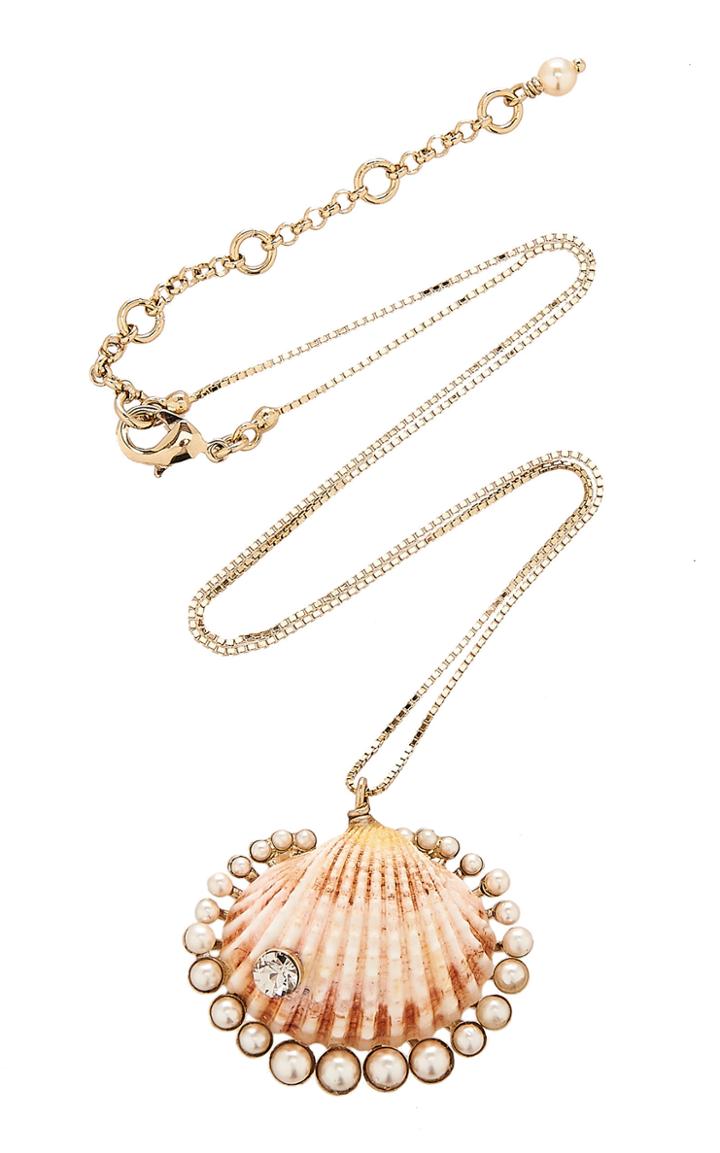 Etro Shell Pendant With Crystals Necklace