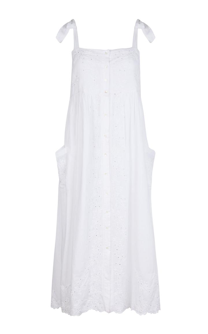 Moda Operandi Juliet Dunn Embroidered Washed Cotton Midi Dress