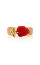 Brooke Gregson Maya Enamel Fire Opal Leaf Diamond Slice Ring 3