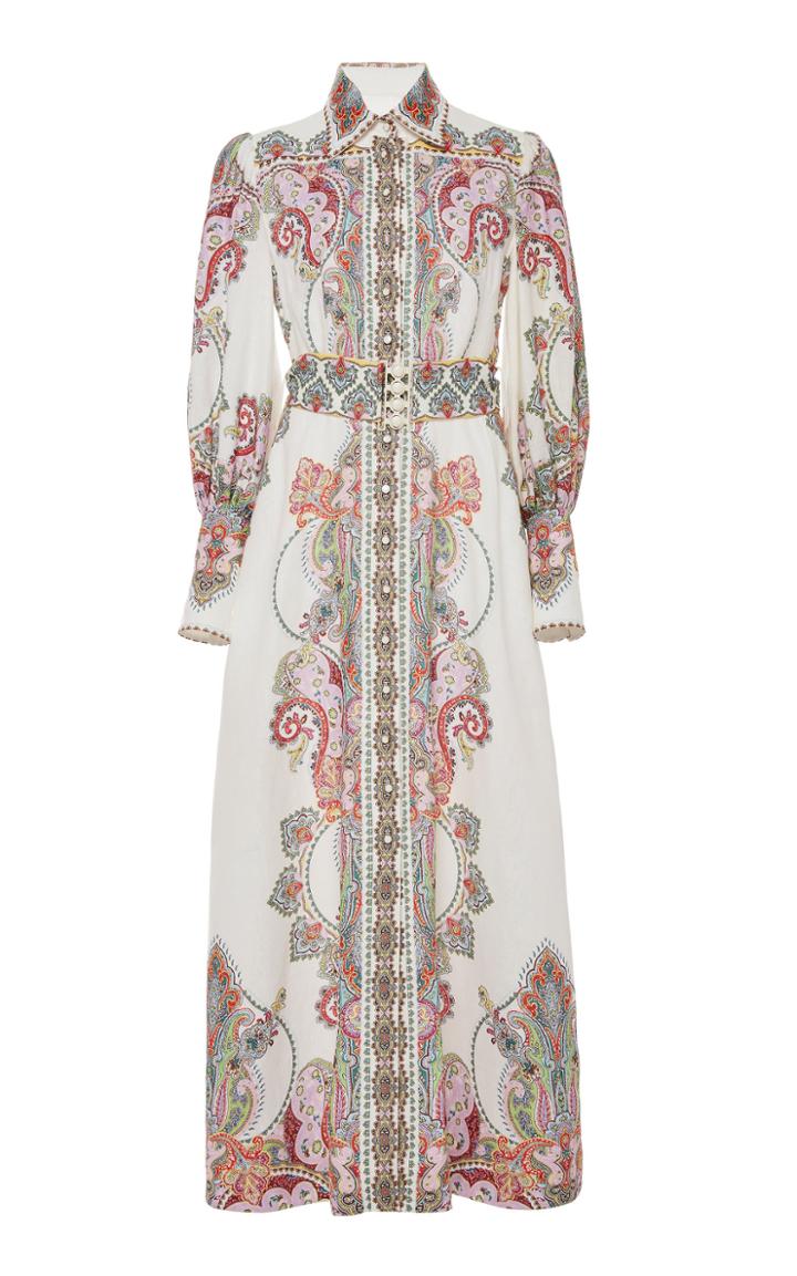 Zimmermann Ninety-six Belted Linen Midi Dress