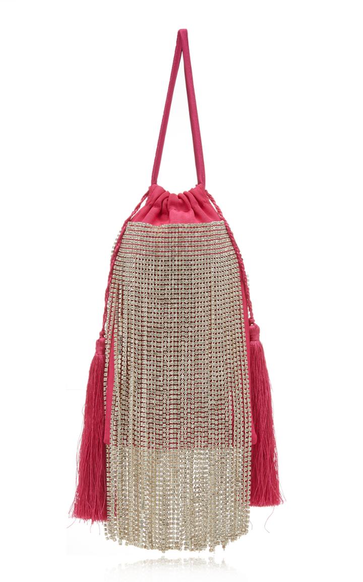 Attico Moire Mini Pouch With Crystal Chains
