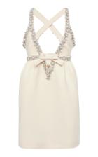 Miu Miu Pearl And Crystal Embellished Crepe Mini Dress