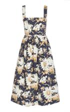 Oscar De La Renta Flora-print Pleated Cotton-blend Dress