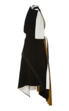 Proenza Schouler Asymmetric Color-block Crepe Midi Dress