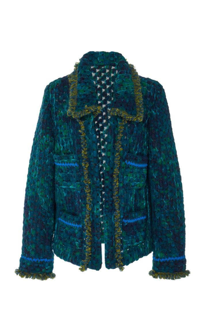 Anna Sui Fringe-trimmed Pebble Knit Jacket