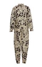 Moda Operandi Alberta Ferretti Animal Printed Silk And Linen L/s Jumpsuit Size: 36
