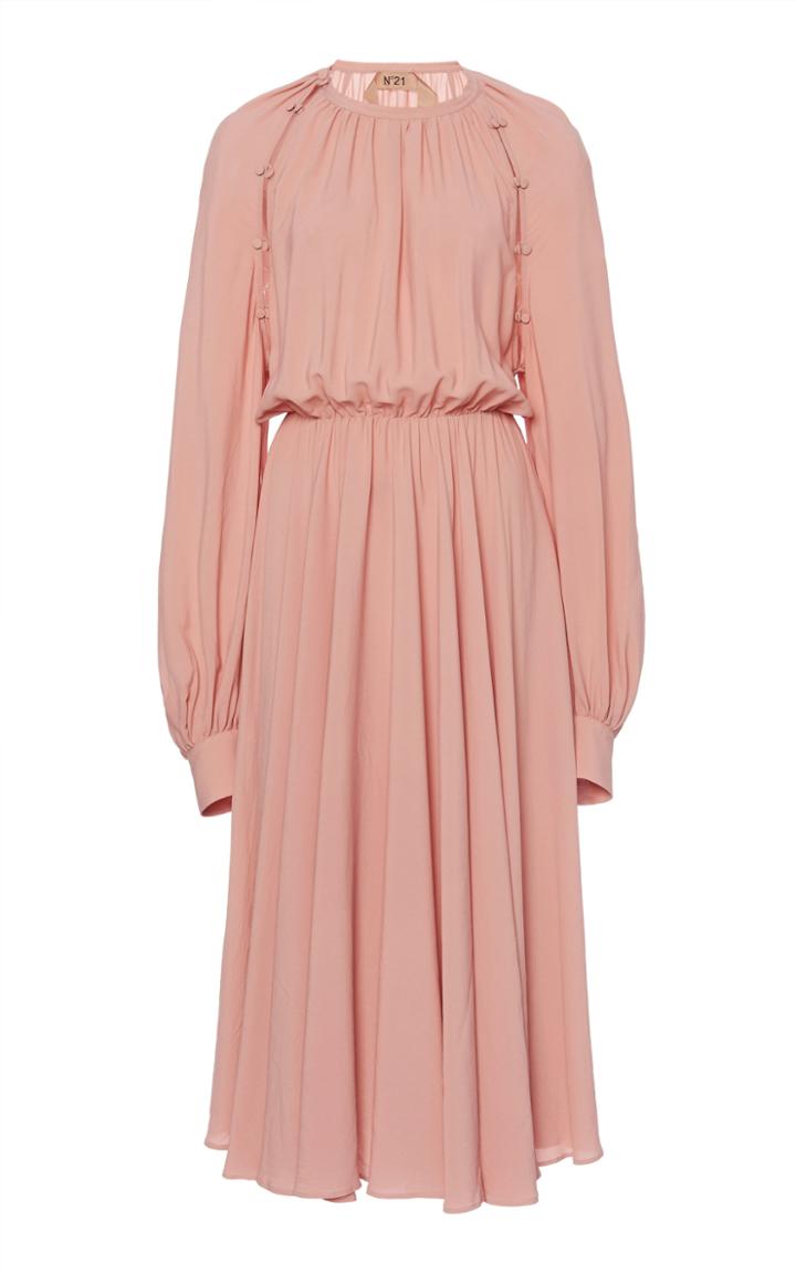 N21 Ruched Cold-shoulder Crepe De Chine Dress