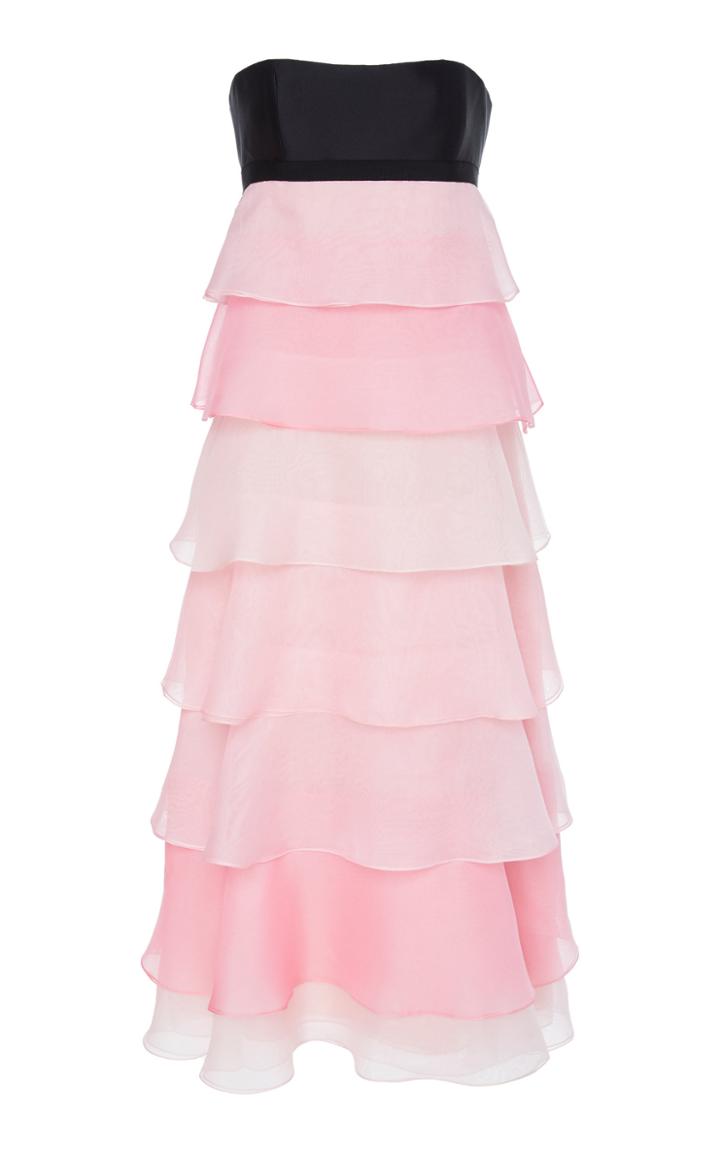 Carolina Herrera Tie-back Tiered Ruffle Silk-chiffon Midi Dress